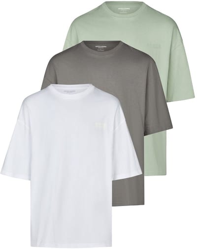 Jack & Jones Heren T-Shirt JJECHARGE 3 Pack bequem Veelkleurig S Ronde Hals Volwassenen gemaakt van 100% katoen