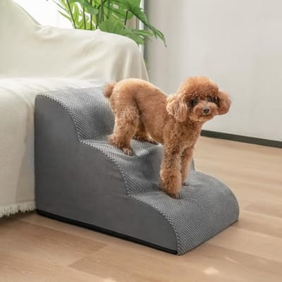 Hondentrap voor kleine honden - Antislip Pluche Huisdiertrap - 3 Treden (40 cm) - Wasbaar en Geschikt voor Bed en Bank