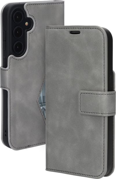 Mobiparts hoesje geschikt voor Samsung Galaxy A35 5G - Wallet/Boekhoesje - Eco Leer - Magneet Sluiting - Opberg vakken - Grijs