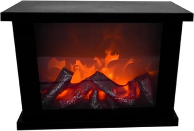 TIM® Sfeerhaarden -Sfeerhaard met Schouw- LED-haard met bedrieglijk echte vlameffecten - Zwart - 11cm x 19cm x 29cm