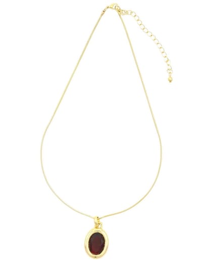 Behave® Dames Ketting - Goudkleur Met Siam Donkerrode Steen, 40 cm