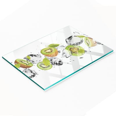 Decoratieve glazen snijplank voor in de keuken met kiwi- en waterafbeeldingen, 80x52 cm