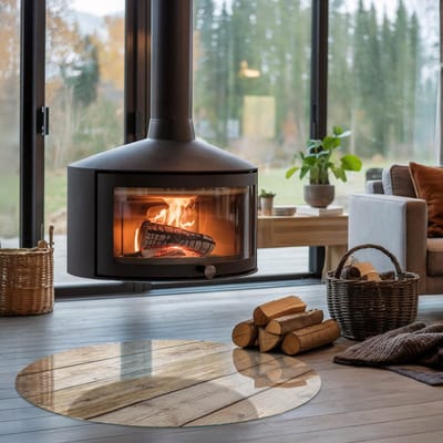 Coloray Vloerplaat Houtkachel - Plaat voor Onder Kachel - 100 cm x 100 cm - Kachel Vloerplaat - Beige Vloerplaat Kachel - Plaat Kachel - Vloerplaat Openhaard - Houtkachel Accessoires - Onderplaat