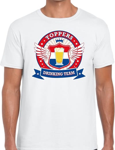 Wit Toppers drinking team t-shirt / shirt wit Toppers team heren S
