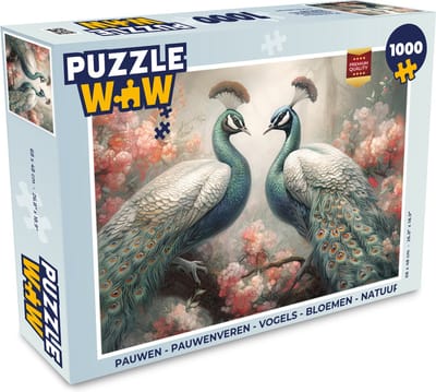 Puzzel Pauwen - Pauwenveren - Vogels - Bloemen - Natuur - Legpuzzel - Puzzel 1000 stukjes volwassenen