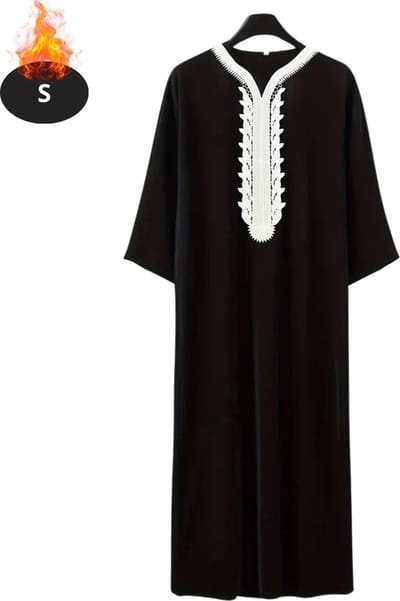 Nivard Islamitische Kleding - Djellaba Heren - Moslim Kleding - Arabisch Mannen Kaftan - Alhamdulillah - Zwart S