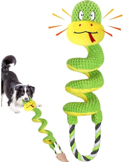 carmdering - Honden Speelgoed - Slang - Knuffel met pieper - Met touw voor touwtrekken, zacht corduroy - Verstevigde naden, duurzaam voor kleine tot grote honden - Stimuleert jachtinstinct, helpt tanden reinigen en tandvlees masseren