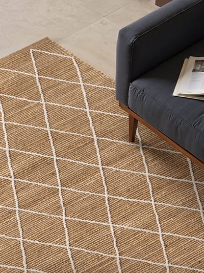 Flycarpets Laagpolig Vloerkleed Kunu Jute - Naturel / Goud / Wit 120x180 cm