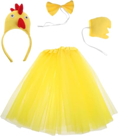 Luxe gele tulle rok voor kip kostuum, comfortabel cosplay kostuum met kip hoofdband en strik, perfect voor Halloween en carnaval