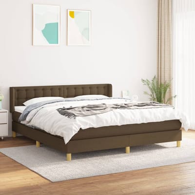 vidaXL - Boxspring - met - matras - stof - donkerbruin - 160x200 - cm