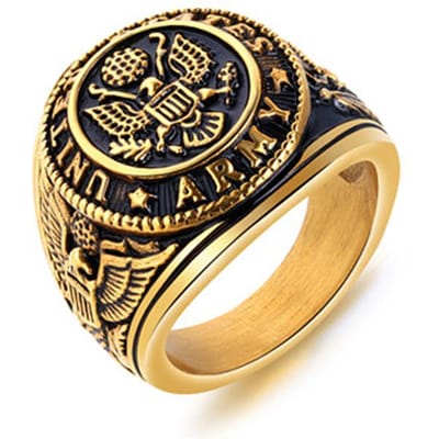 Vintage US Army Militaire Ring Heren Goud/ Kleur RVS US Army Ring Marine Corps Arend Ring Mannelijke Mode Sieraden 11 black