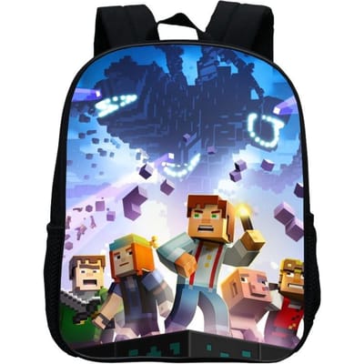Sac d'école maternelle imprimé, Sac à dos dessin animé Minecraft 12 pouces, Léger et décontracté 12inch backpack