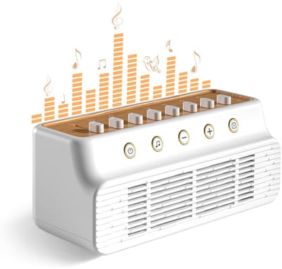 White Noise Machine - 8 Natuurlijk Geluid Mixopties, Geheugenfunctie, Slaapmuziek voor Volwassenen en Baby's (Wit/Bruin)