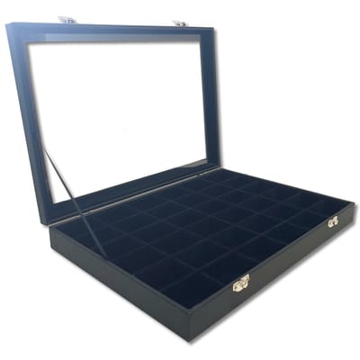 Ilènne - Sieradendoos / Juwelendoos - Zwart -36 vakjes - met deksel - 35x24x5 cm / Edelstenen doos