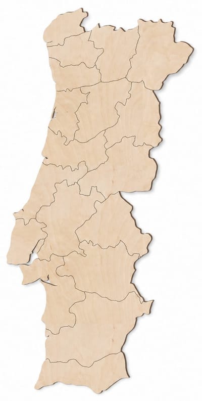 Houten wanddecoratie - Wooden wall decoration | Landkaart Portugal 22 x 45cm Country map Portugal | Licht hout - Natural wood | Muurdecoratie - Wall art - Wandfiguur República Portuguesa - Echt Hout - Real Wood