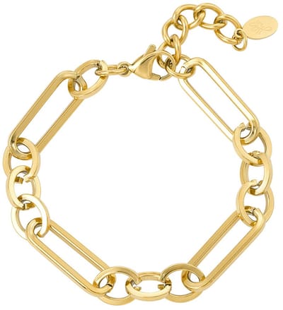 Joy Ibiza - schakel armband - grove paperclip schakel - boho - bohemian style - stainless steel - ip/pvd goldplated