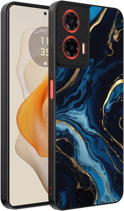Smartphonica Telefoonhoesje Geschikt voor Motorola Moto G Stylus 2024 met marmer opdruk - TPU backcover case gold blue marble design - Goud Blauw geschikt voor Motorola Moto G Stylus 2024