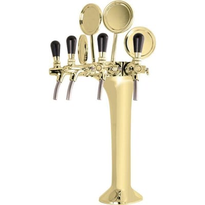 Gouden Bier Tapkolom 4 Uitlopen Complete Set met Bijbehorende Koeling en Post-Koelingslus