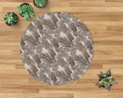 Coloray Vloerbeschermer - Bladsamenstelling Stoel Mat - 100x100 cm - Bruin Bureaustoelmat - Vloerbeschermer Vinyl - Mótif Vloerbeschermer - Ronde Mat - Natuur Thema