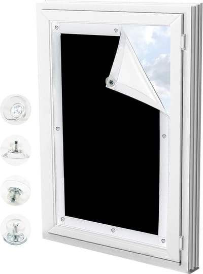 Dakraamverduisteringsrolgordijn, dakraamverduisteringsgordijn, zonder boren, 100% ondoorzichtige verduisteringsstof, zwart, 96 x 115 cm (S08)