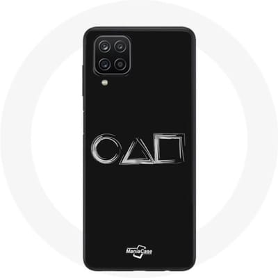 Coque - MANIACASE - Samsung Galaxy A12 - Logo Squid Game - Fond Noir - Souple noir