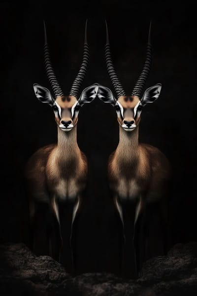 Glasschilderij 80x120cm Twee gazelles