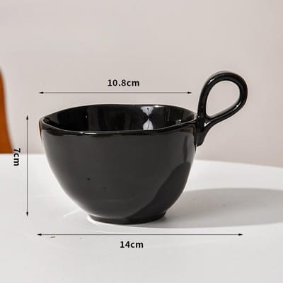 Minimalistische Handvat Koffiekop Latte Havermout Ontbijtkop Effen Kleur Kop Korte Dikke Grote Mond Noordse Mok Keramiek 300ml