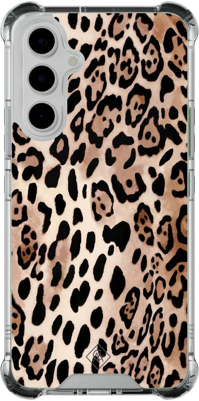 Casimoda® hoesje - Geschikt voor Samsung Galaxy A54 - Luipaard print bruin - Shockproof case - Extra sterk - TPU/polycarbonaat - Bruin/beige, Transparant