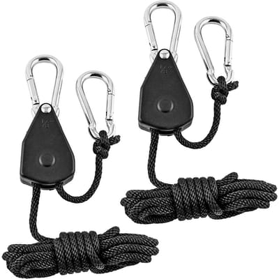 Cintre à corde à cliquet réglable robuste pour lampes de culture pour luminaires de culture Jardinage Conception anti-desserrage noir
