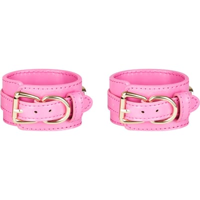 EIS, BDSM handboeien, 'slavenboeien in lederen look', breed design, sexy lederlook, roze/goud
