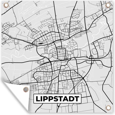 Tuin poster Kaart - Lippstadt - Duitsland - Plattegrond - Stadskaart - 200x200 cm - Tuindoek