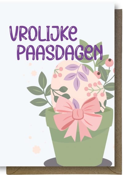 Luxe Vrolijk Pasen Wenskaart - Paaskaart - 12 x 17 cm - gevouwen kaart Inclusief gekleurde envelop