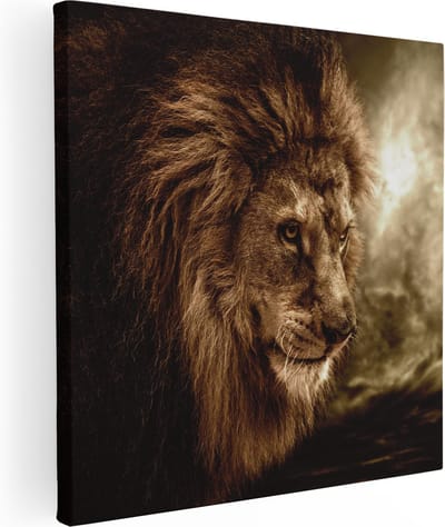 Artaza Canvas Schilderij Leeuw - Leeuwenkop - 80x80 - Groot - Foto Op Canvas - Canvas Print