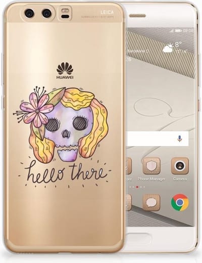 Silicone Back Case Huawei P10 Plus Boho Skull