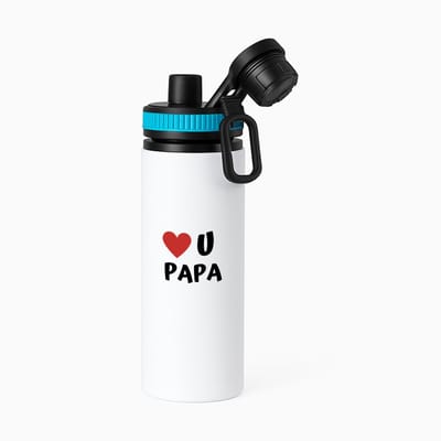 Hacebo® - love u papa waterfles met draaidop blauw - Vader - de liefste papa - vader cadeautjes - vaderdag - verjaardag - geschenk - kado - water fles - 850ML
