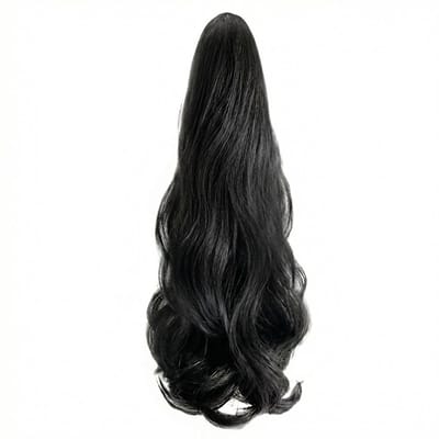 Zwart synthetische paardenstaart dames haar extensie extensions golvend ponytail haarstuk lang haarstuk clip in staart