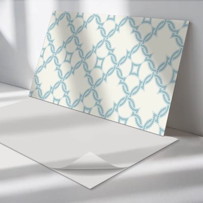 Wallfluent Vinyl Wandpaneel - Verweven patronen in een raster Zelfklevende Wandbekleding - 100 cm x 50 cm - Turkoois Vinyl Wandpaneel - 1 stuk - Rechthoekig Wandbekleding Vinyl - Patroon Wandpaneel - Wandpaneel PVC - Wandpaneel Keuken en Badkamer