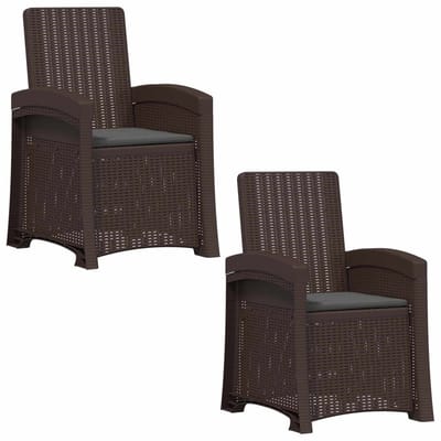 vidaXL - Ligstoel - Rieten - Look - 2 - st - Bruin - en - antracietkleurig - PP