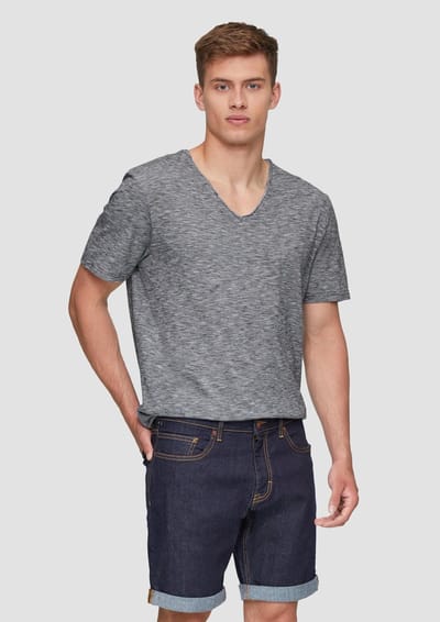 Q/S designed by - T-shirt - Maat S - Mannen - 99W0 GREY/BLACK - katoen