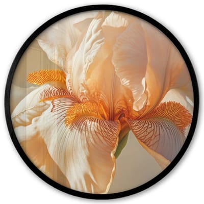 Poster in lijst Rond - Fotolijst 40x40 cm - Posters - Close up - Oranje - Iris - Ronde posterlijst zwart - Decoratie - Wanddecoratie woonkamer - Muurdecoratie slaapkamer