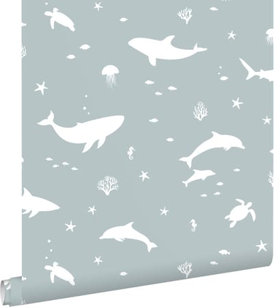ESTAhome behang onderwaterwereld vergrijsd blauw - 50 x 900 cm - 131472