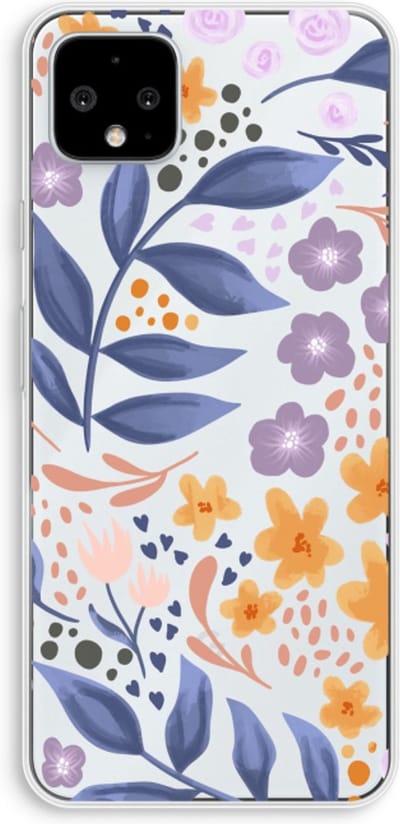 Case Company® - Hoesje geschikt voor Google Pixel 4 XL hoesje - Flowers with blue leaves - Soft Cover Telefoonhoesje - Bescherming aan alle Kanten en Schermrand