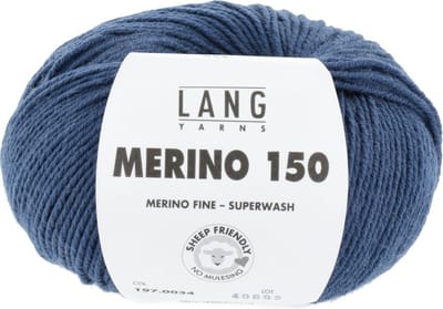 Lang Yarns Merino 150 - 34 donker denimblauw - Merinowol Garen