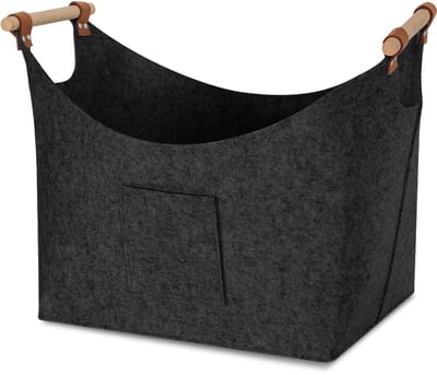 Houtmand vilt - 45x40x32cm - 3 mm dik vilt - opvouwbare brandhoutmand - Haardhoutopslag - Donkergrijs