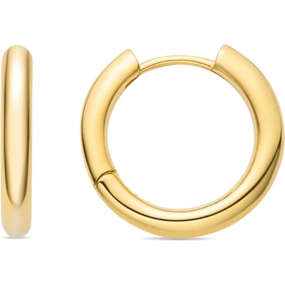 Luxenter Kuye oorbellen met glanzende zirkonia afgewerkt in 18K geel goud