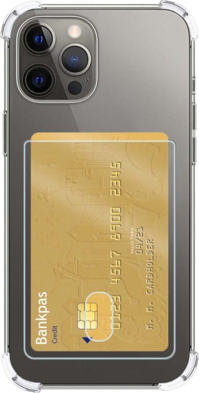 Hoes - Geschikt voor Apple iPhone 11 Pro - Met Pashouder en Kaarthouder - Telefoon Hoesje Shockproof - Siliconen Case - Back Cover - Shock Proof - Pasjes Houder - Transparant