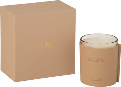 J-Line geurkaars Leder - Ochre Woods - glas - bruin - 40U