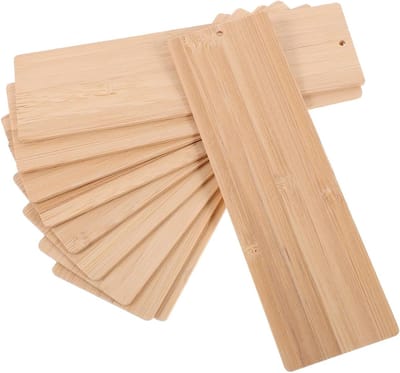 Bamboe Boekenleggers met Gravure - Onbewerkte Houten Labels voor DIY Boekenliefhebbers - Set van 10 Stuks voor Creatieve Projecten