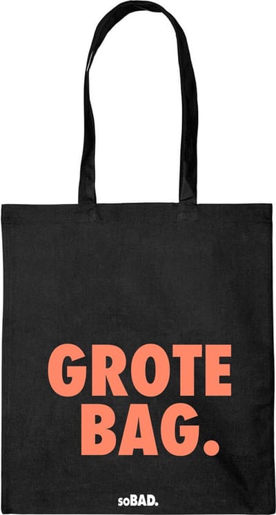 Draagtas Grote bag - fluor oranje - katoenen tas - soBAD. - met leuke grappige tekst