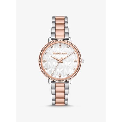 Montre Michael Kors Pyper Bicolore Logo Embossé MK4667 rose or